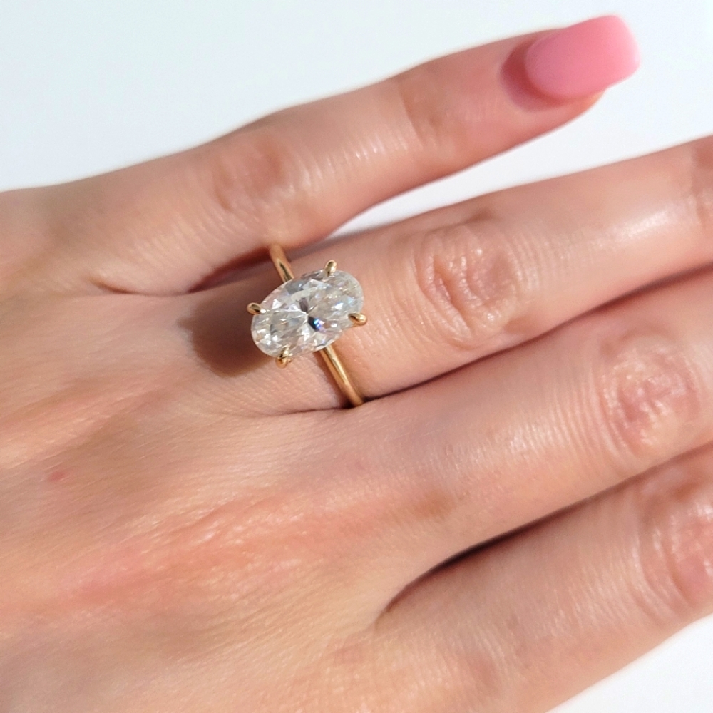 3.00 CT Oval cut Genuine Moissanite 14k solid Gold Engagement